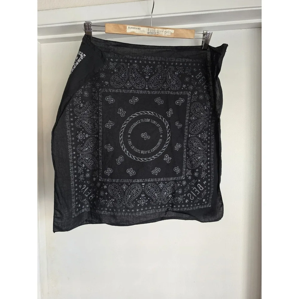 Béis Stagecoach Bandana Black White Unisex Scarf Neck Western 20x20